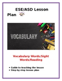 ASD/ESE Lesson Plan: Vocabulary Words/Sight Words/Reading