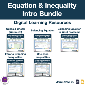 Preview of Intro to Inequalities and Equations Bundle | Google Slides & Easel