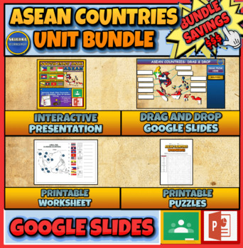 Preview of ASEAN Countries: Unit Bundle: Presentation | Drag & Drop | Puzzles | Worksheets