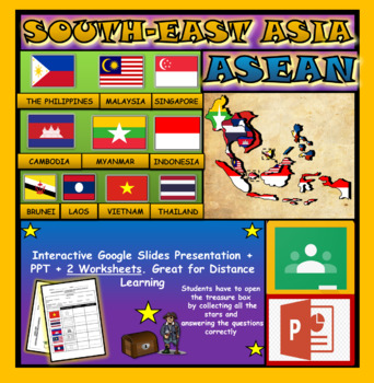 Preview of ASEAN Interactive Map: Google Slides, Distance Learning + PPT + 2 Worksheets