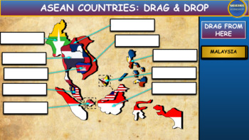 Preview of ASEAN countries: Drag & Drop Worksheet: Google Slides + Powerpoint Version