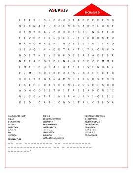 Preview of ASEPSIS: A  MEDICAL/ SCIENCE WORD SEARCH WITH HIDDEN MESSAGE!