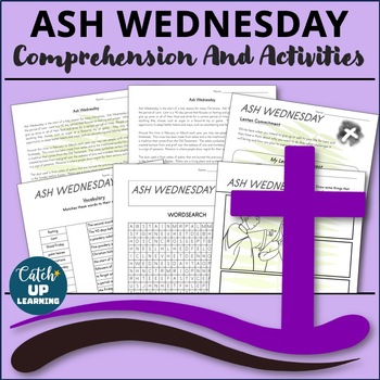Preview of ASH WEDNESDAY Holy Week Easter No Prep Religious Comprehension and Activities
