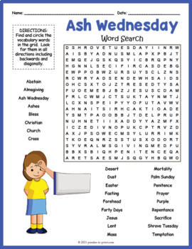 Preview of ASH WEDNESDAY & LENT Word Search Puzzle Worksheet Activity