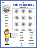 ASH WEDNESDAY & LENT Word Search Puzzle Worksheet Activity