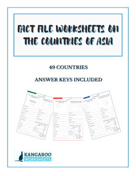 Preview of ASIA Countries - Fact File Worksheets - Research Sheets
