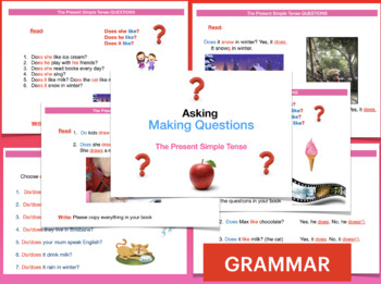 Preview of ASKING QUESTIONS, The Present Simple Tense Grammar Lesson. ESL
