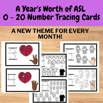 Preview of ASL 0 - 20 Number Tracing Flashcards for the Year - growing bundle