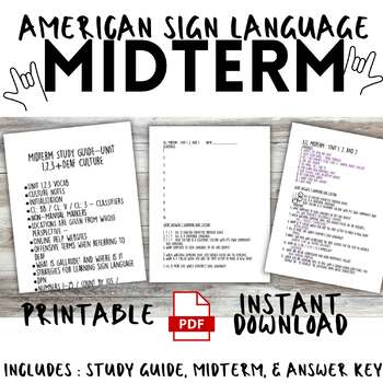 Preview of ASL 1 Midterm - Signing Naturally Units 1-3 + Deaf Culture