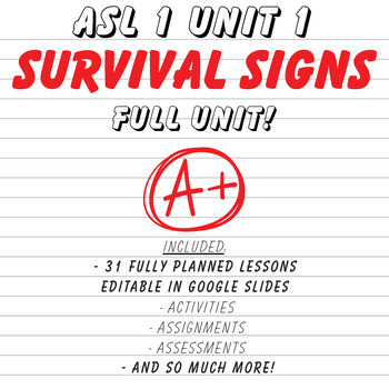 Preview of ASL 1 UNIT 1: SURVIVAL SIGNS (FULL UNIT!)