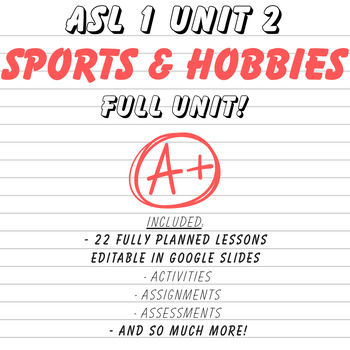 Preview of ASL 1 UNIT 2: SPORTS & HOBBIES (FULL UNIT!)