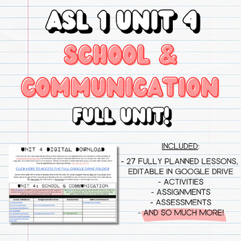Preview of ASL 1 UNIT 4: SCHOOL & COMMUNICATION (FULL UNIT!)