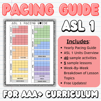 Preview of ASL 1 Pacing Guide -- Includes Select Activities & Lessons for Each Unit!