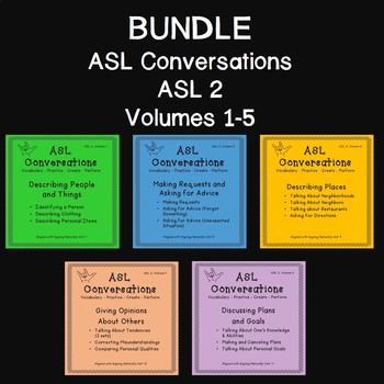 Preview of ASL 2 Conversations Bundle  (ASL 2, Volumes 1-5)