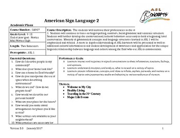 Preview of ASL 2 Curriculum Framework Updated