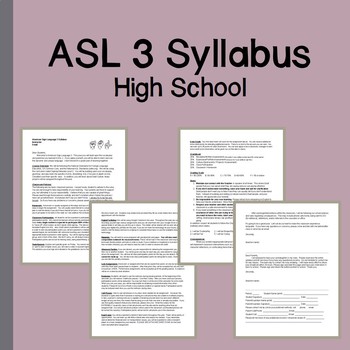 Preview of ASL 3 Course Syllabus