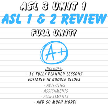 Preview of ASL 3 UNIT 1: ASL 1 & 2 REVIEW (FULL UNIT!)
