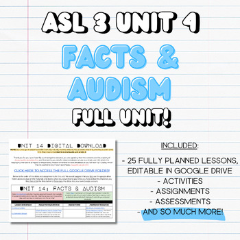 Preview of ASL 3 UNIT 4: FACTS & AUDISM (FULL UNIT!)