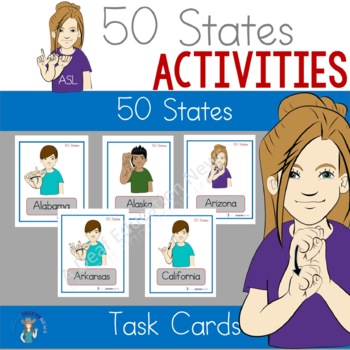 Preview of ASL 50 States Task Cards