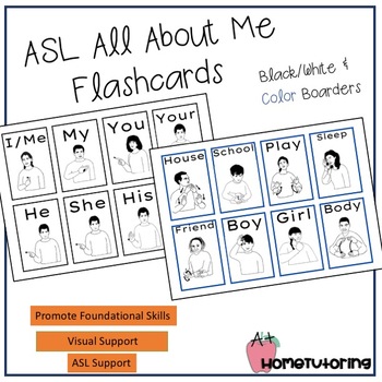 Preview of ASL All About Me Flashcards B/W & Color Boarders