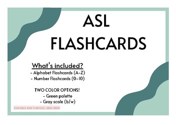 Preview of ASL Alphabet (A-Z) and Number (0-10) Flashcards