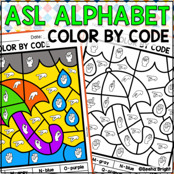 Preview of ASL Alphabet Activities Color by Code Coloring Pages THANKYOU24