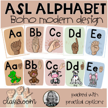 Preview of ASL Alphabet Boho Modern Classroom Decor