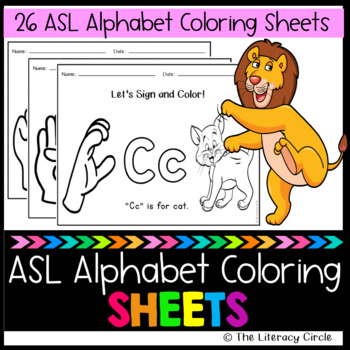 Preview of ASL Alphabet Coloring Sheets (A-Z)