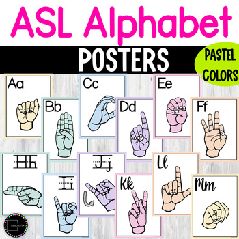 ASL Alphabet Letters Posters for Classrooms Pastel Colors American Sign ...