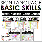 ASL Alphabet, Numbers, Colors, and Shapes Practice Bundle