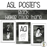 ASL Alphabet, Numbers & Emotions Posters - Black Watercolor Theme