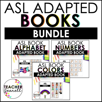 Preview of ASL Alphabet, Numbers, and Colors Practice Books - ASL Adapted Books Bundle