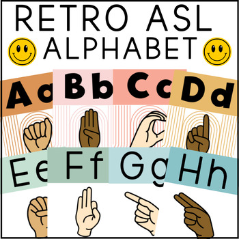 Preview of ASL Alphabet - Pastel & Groovy Retro Style