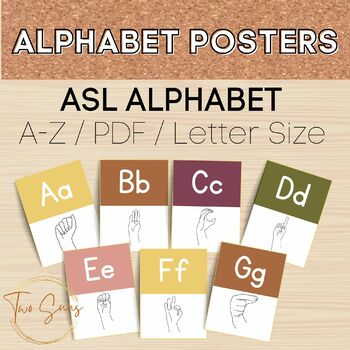 Preview of ASL Alphabet Poster / Boho Color Themed / PDF Format / Letter Size
