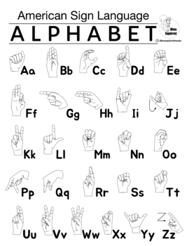 Preview of ASL Alphabet Poster - black and white (B & W) - Letter Recognition, Phonics