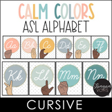 ASL Alphabet Posters Cursive - Sign Language Alphabet - Ca