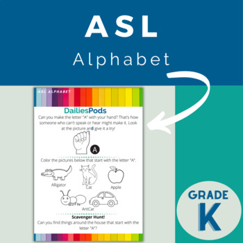 Preview of Kindergarten ASL Worksheet | ASL Letter A | Printable Activity