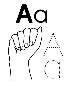 Preview of ASL Alphabet Worksheets A-Z.Tracing and Coloring