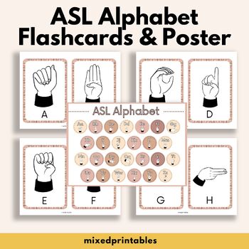 Preview of ASL (American Sign Language) Alphabet, ASL Flash Cards, Montessori Materials