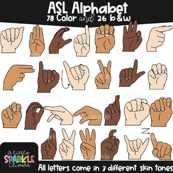 Preview of ASL-  American Sign Language Alphabet Clipart