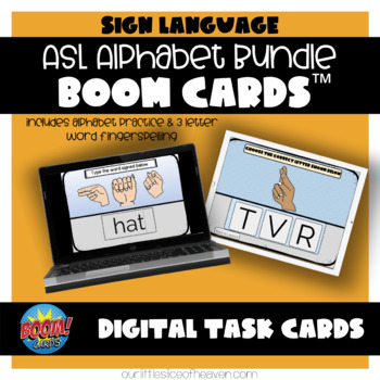 Preview of ASL American Sign Language Alphabet Practice Boom Cards™ Bundle