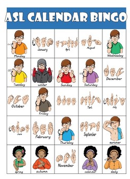 Preview of ASL (American Sign Language) Calendar Bingo