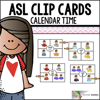 Preview of ASL American Sign Language Clip Cards - Calendar Time