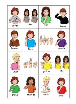 ASL (American Sign Language) Color Bingo by Handy Teaching Tools