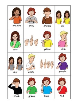 ASL (American Sign Language) Color Bingo by Handy Teaching Tools