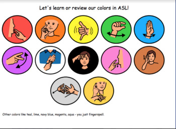 Preview of ASL (American Sign Language) Colors Visual
