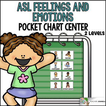 Preview of ASL American Sign Language Feelings and Emotions Pocket Chart Center