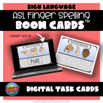 Preview of ASL American Sign Language Fingerspell Boom Cards™ |  3 Letter Words