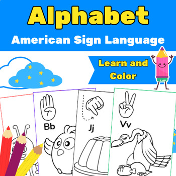 Preview of ASL - American Sign Language Flash Cards | Alphabet coloring Poster A-Z