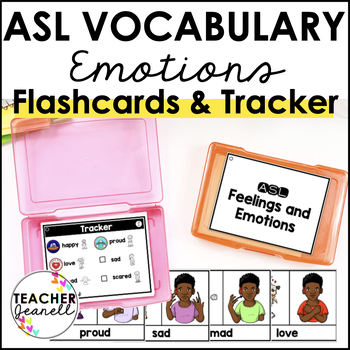 Preview of ASL American Sign Language Flash Cards & Tracker -  Feelings and Emotions